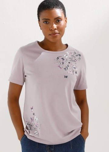 Tričko s krátkými rukávy a potiskem motýlků