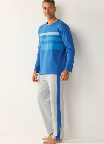 Pyžamo s kalhotami a středovými pruhy