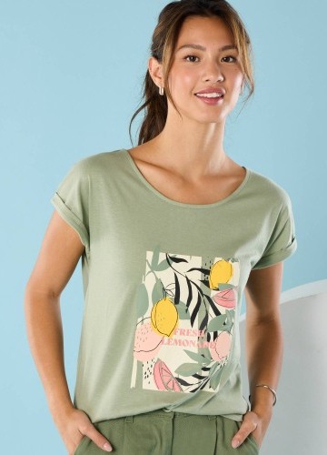 Tričko s krátkými rukávy a potiskem, pro menší postavu