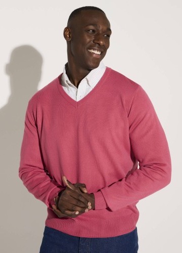 Pulovr s výstřihem do V, 100% akryl
