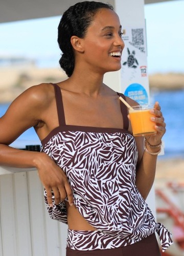 Plavkový tankiny top s potiskem Zebra