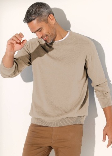 Bavlněný pulovr s kulatým výstřihem