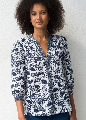 Halenka s 3/4 nabíranými rukávy a potiskem