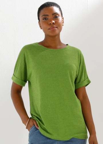 Tričko s prímesou ľanu a okrúhlym výstrihom