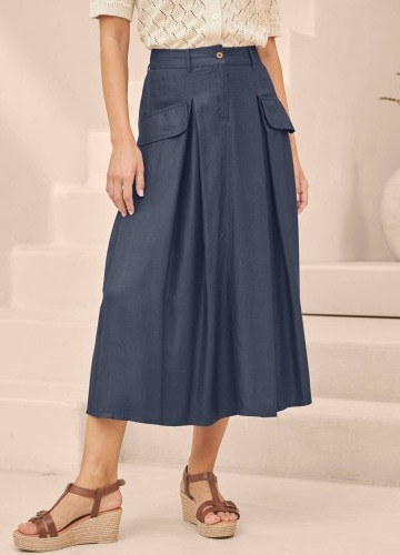 Rozšírená midi sukňa s pružným pásom