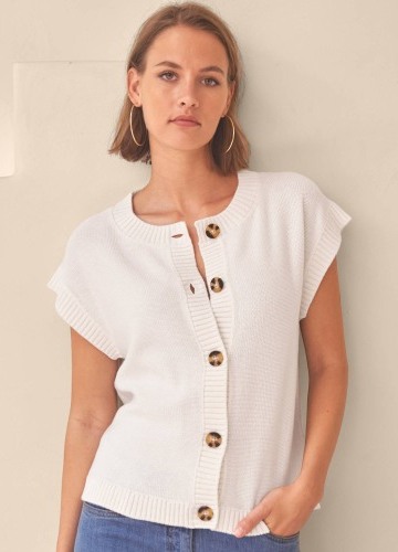 Úpletový sveter s krátkymi rukávmi