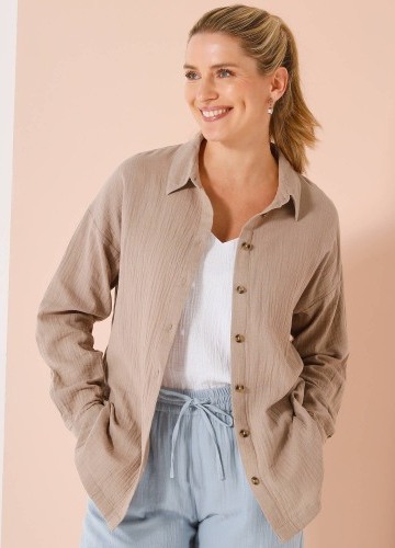 Mušelínová oversize košile s rozparky na knoflíky