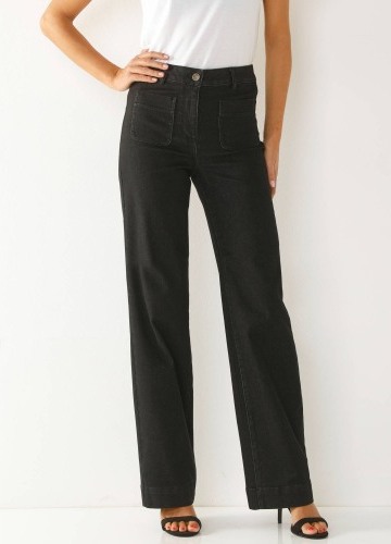 Široké džíny s vysokým pasem pro postavu více než 165 cm