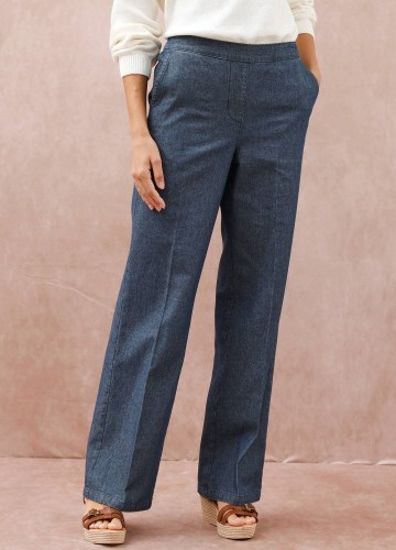Široké džínsové nohavice s pružným pásom