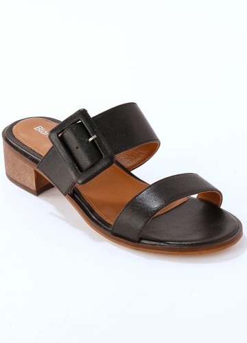 Kožené šľapky na podpätku