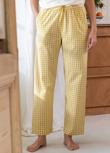 Pyžamové široké kostkované kalhoty