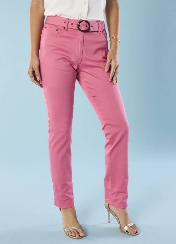 Rovné kalhoty s páskem pro postavu 155 až 160 cm