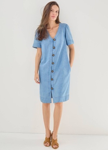 Krátké džínové šaty na knoflíky