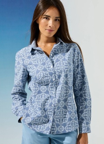 Košile ze šambré s potiskem
