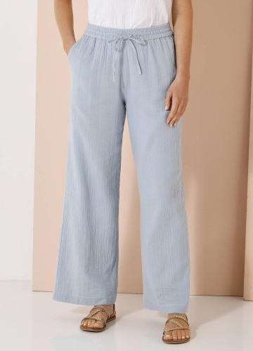Mušelínové široké kalhoty s vysokým pasem