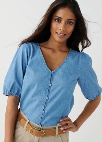Džínsová blúzka na gombíky