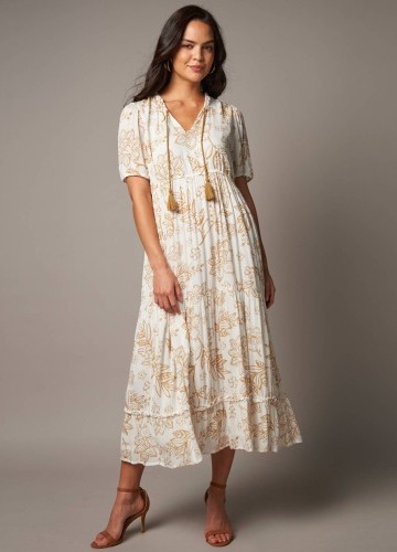 Kreponové midi šaty s potiskem květin