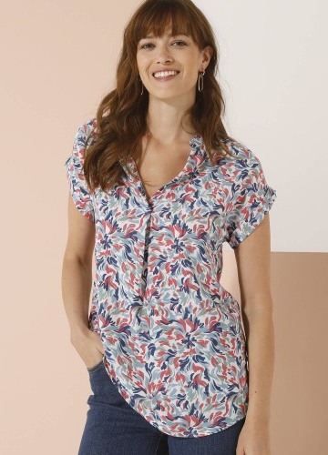 Tunika s ohrnutými rukávy a potiskem