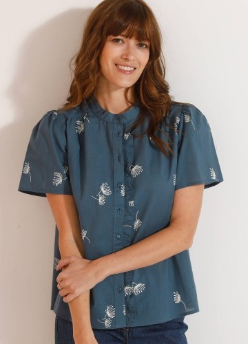 Halenka s krátkými rukávy, volánkem a potiskem