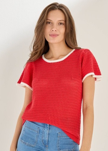 Úpletové tričko s kontrastním lemováním