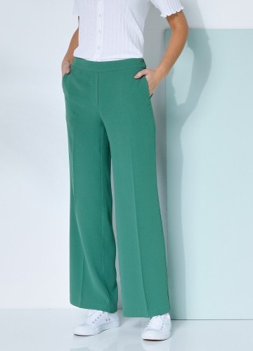 Krepové široké kalhoty s pružným pasem