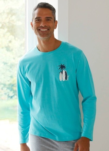 Pyžamové tričko s dlouhými rukávy, motiv surf