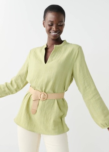 Jednofarebná bavlnená tunika s textúrou