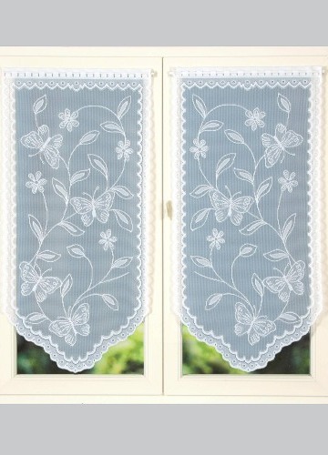 1 pár čipkových záclon do špičky, s kvetinovým motívom