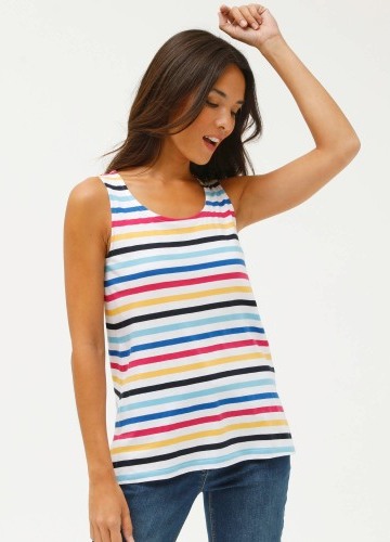 Pestro pruhovaný top so širokými ramienkami