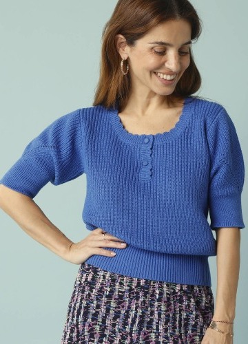 Úpletové tričko s rukávmi po lakte, pre nižšiu postavu