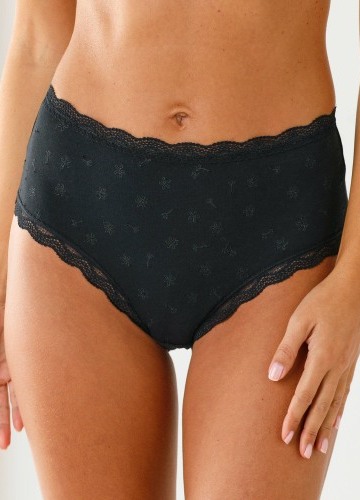 Sada 3 kalhotek s vysokým pasem z bavlny a krajky