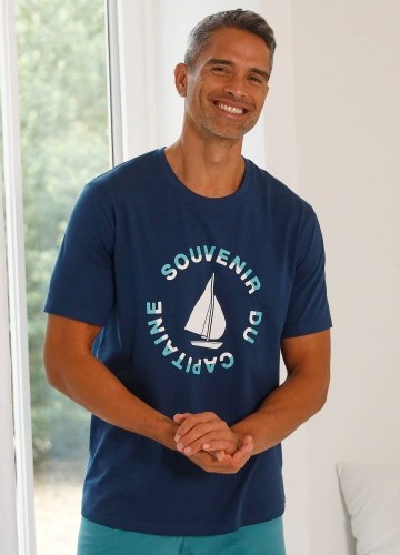 Pyžamové tričko s krátkými rukávy, motiv loď