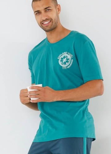 Pyžamové tričko s potlačou a krátkymi rukávmi