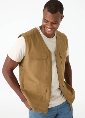 Vesta na zips s vreckami, z plátna ripstop