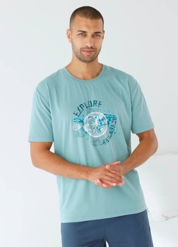 Pyžamové tričko s potlačou a krátkymi rukávmi