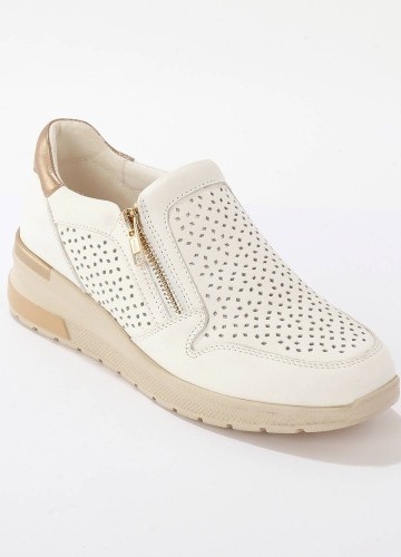 Kožené tenisky na klinovej podrážke so zipsom