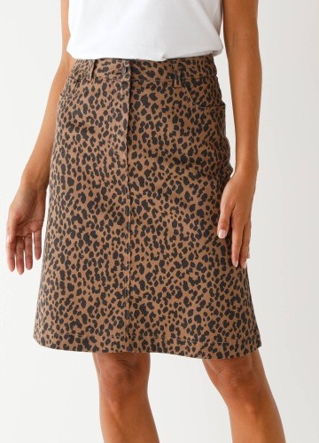 Rozšířená krátká sukně s potiskem zvířecí srsti