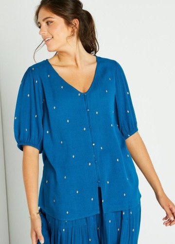 Halenka na knoflíčky se zlatavým potiskem