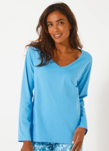 Jednofarebné pyžamové tričko s dlhými rukávmi