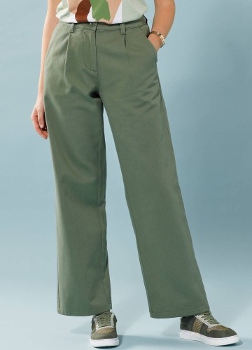 Keprové široké kalhoty pro menší postavu