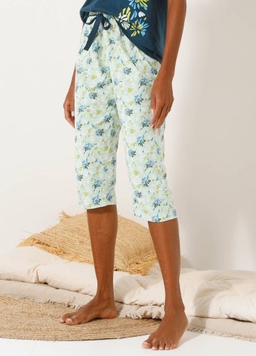 3/4 pyžamové kalhoty s potiskem okvětních lístků