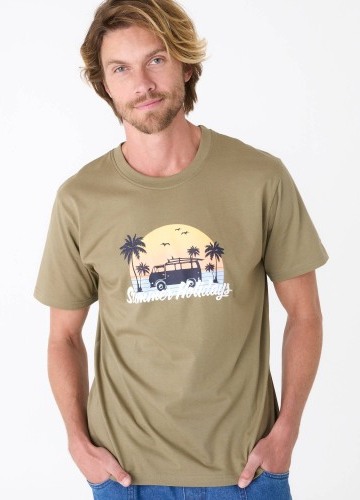 Tričko s potiskem palem a krátkými rukávy