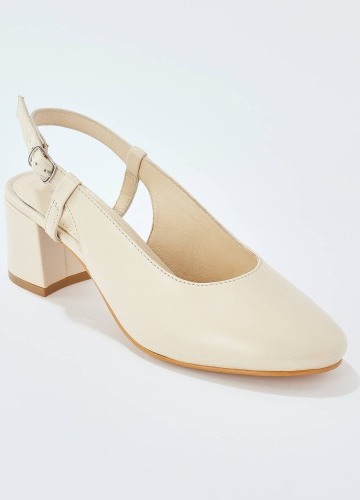 Kožené lodičky s otevřenou patou, na podpatku