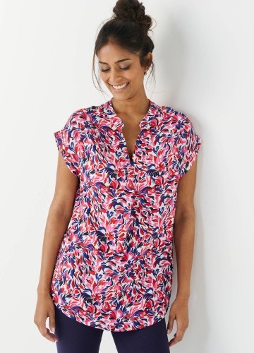 Tunika s ohrnutými rukávy a potiskem