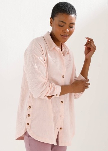 Mušelínová oversize košile s rozparky na knoflíky