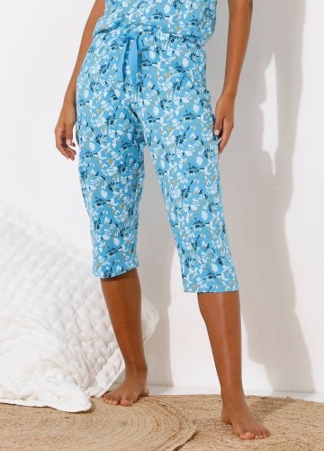 3/4 pyžamové kalhoty s potiskem okvětních lístků