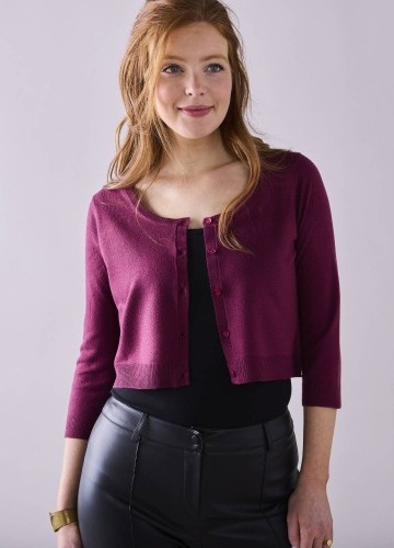 Úpletové bolerko na knoflíčky s 3/4 rukávy