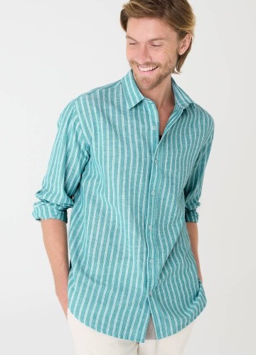 Pruhovaná košeľa zo zmesi bavlny a ľanu