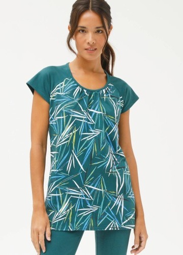 Tričko s nařaseným výstřihem a potiskem