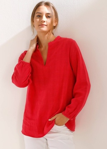 Jednofarebná bavlnená tunika s textúrou